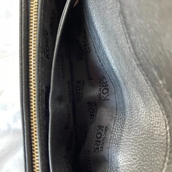 Michael Kors Jet Set Slim Flap Pebbled Leather Wallet Black - Picture 11 of 16